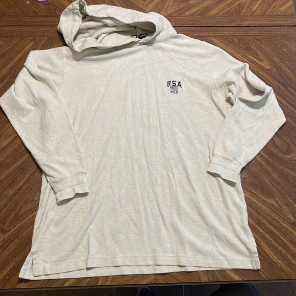 Polo Ralph Lauren Other - VTG 90s Polo Sport Ralph Lauren Pullover Hoodie Sweatshirt Large L SEE Cream